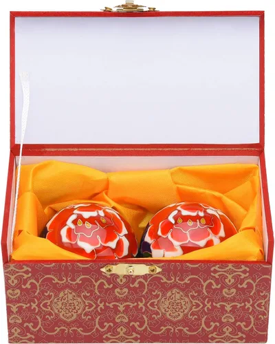 Vista 8 de 1.97 '' Bolas de Baoding Chino Ejercicio de Mano Bolas de Masaje con Caja Rosa Roja Patrón Bolas Azules con Campanillas Padres Regalo TQZDBS78