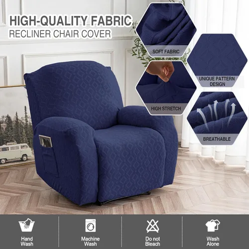 Vista 131 de Gennia Funda Impermeable para Silla Reclinable, Fundas Elásticas para Sofá Reclinable con Bolsillos, Fundas Lavables para Silla Reclinable Lazy Boy