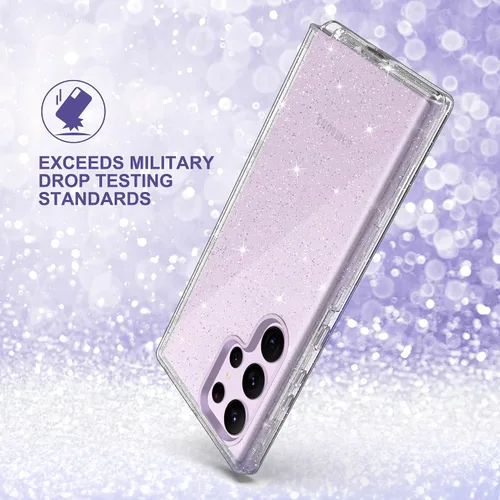 Vista 6 de ULAK Compatible con Funda para Samsung Galaxy S23 Ultra 5G, Resistente de Servicio Pesado a Prueba de Golpes Híbrida Parachoques de TPU Suave Brillo