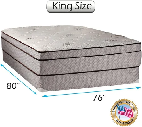 Vista 2 de DS Solutions USA Fifth Ave - Juego de colchón de espuma de felpa Eurotop (parte superior de almohada), tamaño King y somier con protector de colchón