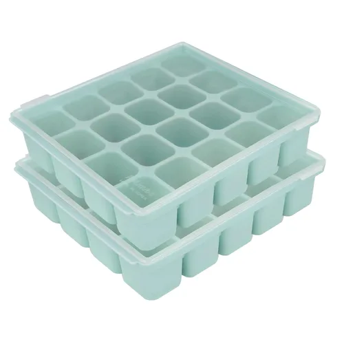 Vista 14 de Bandeja de silicona para congelador, cubos de almacenamiento de comida para bebé con tapa a clip, congelar comida para bebé, sopas, purés, hielo
