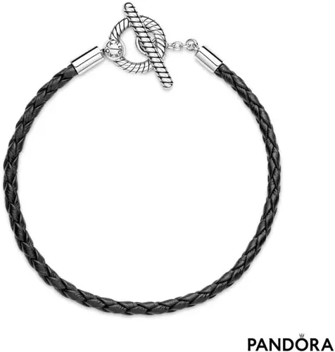 Vista 3 de PANDORA Braided Leather T-Bar Bracelet