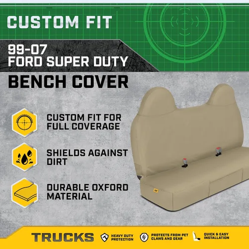 Vista 6 de Cat® Funda de asiento delantero de ajuste personalizado para Ford F250 / F350 / F450 / F550 (1999-2007) – Funda de asiento de camión duradera Oxford