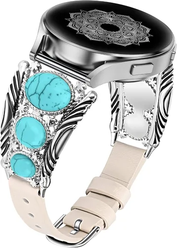 Vista 10 de Correa de cuero Minyee compatible con Samsung Galaxy Watch 7/6/5/4/FE/Active 2 de 40mm 44mm/Watch 6 Classic de 43mm 47mm/Watch 5 Pro de 45mm