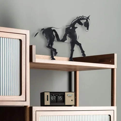 Vista 9 de SunBlogs Art Estatua de caballo hecha a mano, decoración rústica única para oficina y hogar, escultura de metal 100% pintada a mano, regalo perfecto