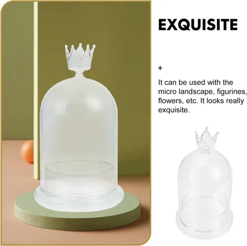 Vista 3 de FOMIYES Cúpula de cristal con base, tarro de campana terrario escaparate para coleccionables antiguos, cubierta de postre para decoración de oficina