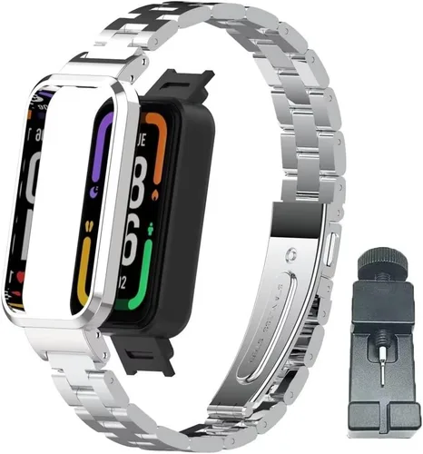 Vista 8 de Correa compatible con Xiaomi Redmi Smart Band Pro, Redmi Smart Band Pro de acero inoxidable, correas de repuesto de metal, accesorios para Xiaomi