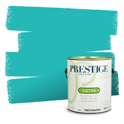 Vista 199 de Prestige Paints - Pintura exterior e imprimación en uno, 1 galón, plano, compatibilidad comparable con el color menta «Whipped Mint» de Behr