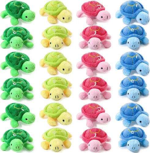 Vista 8 de HyDren 24 piezas de juguete de tortuga pequeña de peluche a granel, tortuga marina suave de peluche, tortuga adorable de peluche, juguete