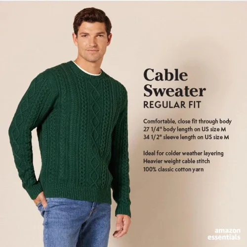 Vista 2 de Suéter de manga larga para hombre Tienda Essentials, 100% algodón, cuello redondo