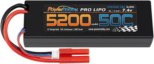 Vista 3 de Powerhobby 2S 7.4V 5200mah 50C Lipo Batería con REDCAT 0.157 in Plug