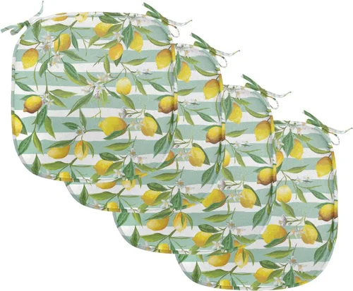 Vista 124 de Ambesonne Cojín de asiento para silla de flores, detalles florales con hojas y remolinos, estampado artístico romántico y vívido y vibrante