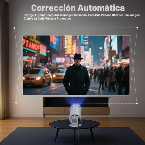 Vista 3 de Mini proyector compatible con 1080P, proyector de cine en casa de 200 Ansi, proyector portátil con WiFi y Bluetooth, corrección trapezoidal