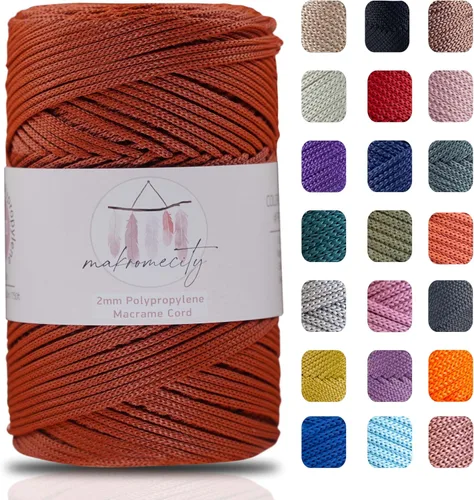 Vista 20 de Makromecity, Cordón de macramé de poliéster de 2 mm x 250 yardas (750 pies) Cordón de macramé de 2 mm de polipropileno para arte y manualidades