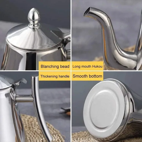 Vista 6 de HOKY Hervidor de agua de acero inoxidable 1L1.5L, tetera más gruesa con filtro, tetera de hotel, cafetera de inducción, hervidor de té dorado