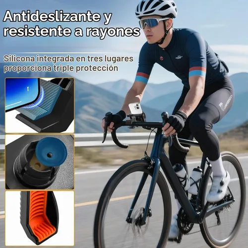 Vista 7 de Wonwood_direct Soporte para teléfono de bicicleta, soporte de teléfono para motocicleta, abrazadera de teléfono celular para manillar, soporte