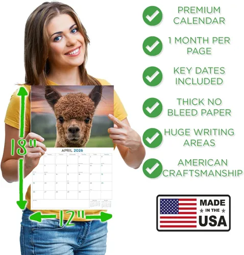 Vista 514 de Calendario de grises africanos 2025 2026 – Planificador mensual de pared de aves africanas – 12 x 18 pulgadas (abierto), calendario de pared