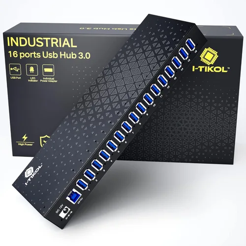 Vista 8 de Hub USB 3 0 – Hub USB alimentado por 16 puertos – Hub expansor USB de escritorio – Divisor USB de alta velocidad de hasta 5 Gbps para múltiples