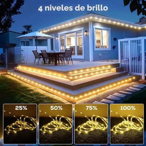 Vista 5 de Luces de cuerda LED de 360 pies para exteriores con control remoto
