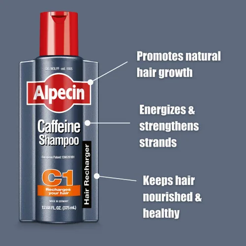 Vista 2 de Alpecin Champú C1 Cafeína de 8.45 onzas (paquete de 3) I Potenciador del Rendimiento del Cabello I Promueve el crecimiento natural del cabello