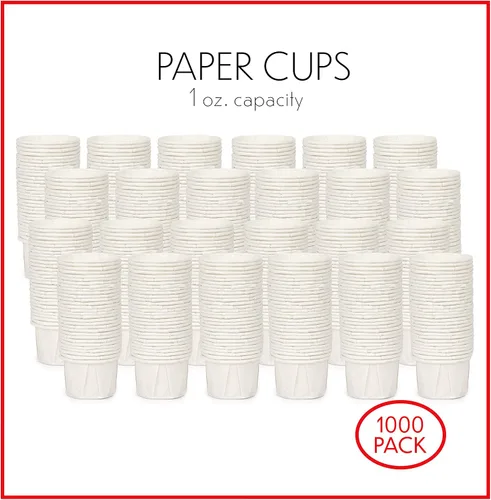 Vista 2 de Upper Midland Products Vasos de papel de 1 onza - Vasos de papel para catador de medicina ketchup sacramento (paquete A, paquete de 1000)