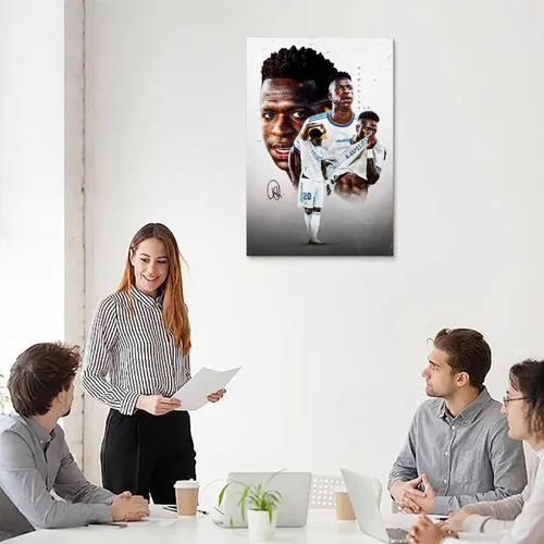 Vista 5 de LOGAUT Vinicius Jr Poster Vini Jr - Póster de fútbol firmado para pared, pintura estética para decoración del hogar, (V5111), sin marco, 24 x 36