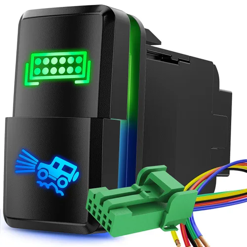 Vista 24 de Nilight Interruptor de Botón de Luces Auxiliares 12V Encendido/Apagado con Kit de Cable Conector 1.54" x 0.83" Repuesto para Toyota Tacoma Tundra