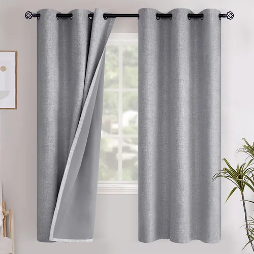 Vista 121 de YoungsTex - Cortinas opacas de lino para dormitorio, oscurecimiento de la habitación, cortinas con textura de lino, paneles con aislamiento térmico