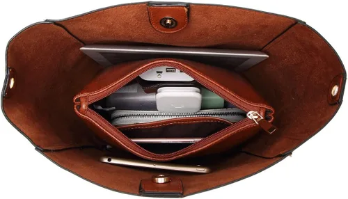 Vista 4 de Molodo Bolso de mano para mujer, de piel sintética, bolso de mano y bolsos de mano, bolso de mano mediano, bolso hobo de diseñador para el trabajo