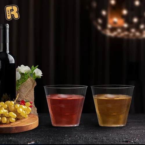 Vista 7 de R-kay Vasos de plástico transparente de 9 onzas para fiestas, paquete de 100 vasos transparentes, vasos desechables resistentes, copas de vino