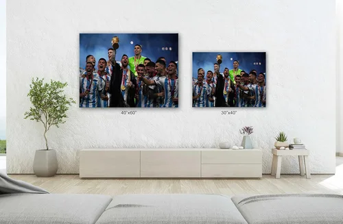 Vista 3 de SpiritualHands Lionel Messi - Póster en lienzo de Messi Argentina, póster de fútbol de Leo Messi para dormitorio de niños, 8 x 12 pulgadas, listo