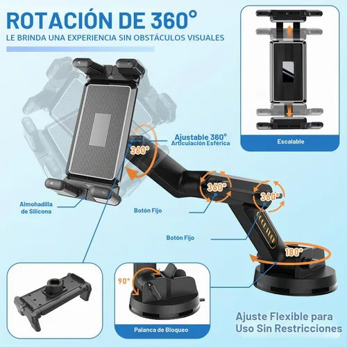 Vista 5 de WUITIN Soporte para tableta para camión, soporte de teléfono de automóvil, soporte para parabrisas de salpicadero de teléfono de brazo de 16.9