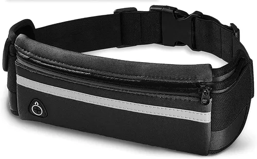 Vista 6 de Cinturón canguera para correr de Dimok. Resistente al agua, para corredores, cinturón canguera para senderismo, ejercitación. Bolsa para correr