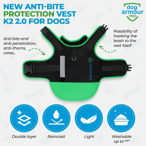 Vista 2 de Arnés Protector para Perros – Chaleco para Perros – Protege a Tu Mascota de Ataques de Raptores y Animales – Ajustable, Sin Estrangulación, Verde