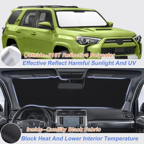 Vista 2 de Parasol a medida para parabrisas compatible con Toyota 4Runner 2010-2022 2023 2024, accesorios, bloquea los rayos UV, protector de visera de sol