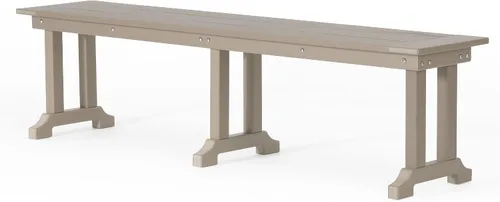 Vista 23 de WestinTrends Ashore Outdoor HDPE - Banco de patio con espalda descubierta de 48 pulgadas, color negro