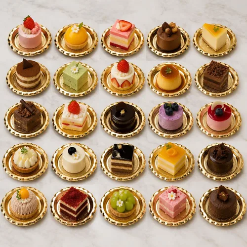 Vista 5 de Cabilock 20 mini tablas doradas para tartas, bandejas de postre