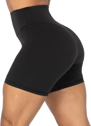 Vista 4 de Sunzel - Shorts de tiro alto para ciclista, sin costuras frontales, para mujer, a prueba de sentadillas, para yoga, entrenamiento, gimnasio, ciclismo