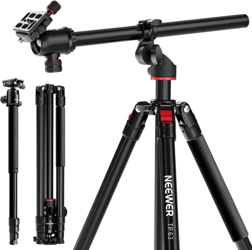 Vista 11 de NEEWER Trípode Horizontal de 73.6" con Columna Central Multiángulo, Cabezal Esférico y Plataforma de Eje Central, Trípode Monopie de Cámara