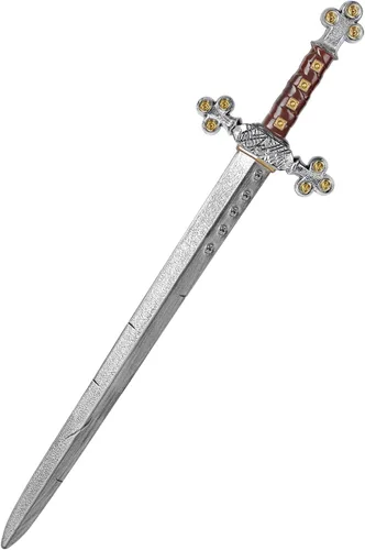 Vista 8 de Espada de juguete de caballero cruzado, espada de plástico de 27.5" medieval, accesorios de disfraz de guerrero para Halloween, cosplay, LARP