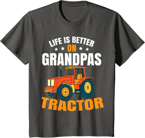Vista 73 de Life Is Better On Grandpas Tractor Kids Farm Tractor Boy Camiseta, Negro