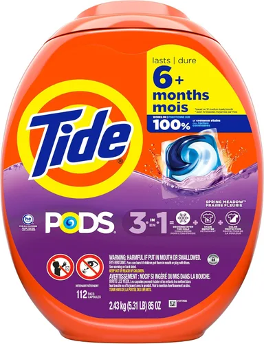 Vista 12 de Tide PODS cápsulas de detergente para lavandería, removedor de manchas 3 en 1, combatiente de olores, protector de color, 112 unidades, compatible