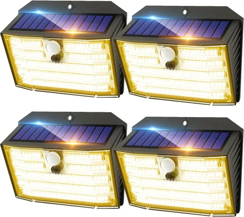 Vista 18 de CLAONER Luces solares para exteriores [126 LED], luces inalámbricas con sensor de movimiento, luces de seguridad impermeables IP65, 3 modos, ángulo