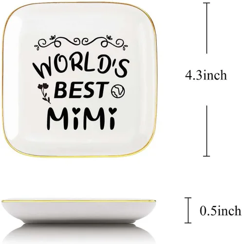 Vista 2 de Littlefa To My MiMi - Bandeja decorativa para anillos de cerámica para abuela, regalo significativo para abuela de nieto, regalo único para abuela