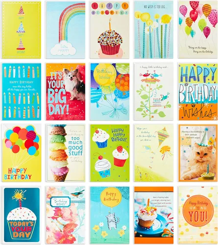 Vista 5 de Hallmark Surtido de tarjetas de cumpleaños para niños, 48 y 20 tarjetas con sobres