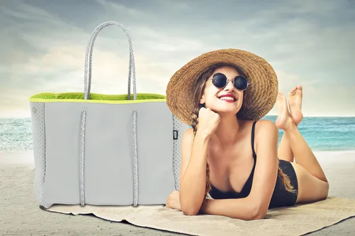 Vista 2 de QOGiR Bolsa de playa multiusos de neopreno con bolsillo interior con cierre de cremallera