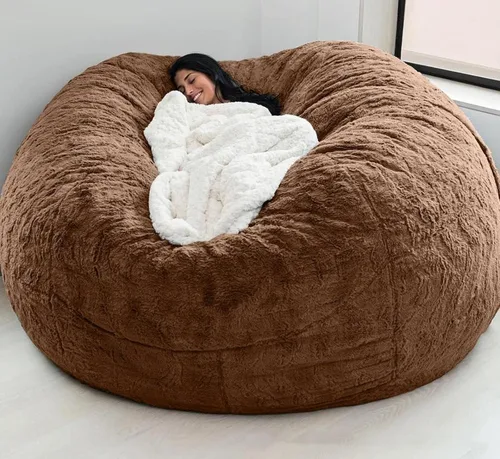 Vista 10 de HWOEK Puf de piel gigante para adultos, muebles de sala de estar, grande, redondo, suave, esponjoso, de piel sintética (sin relleno), funda de sofá