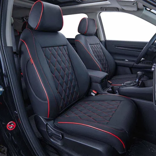 Vista 20 de EKR Juego completo de fundas de asiento de coche para Honda CRV 2017-2022 Negro