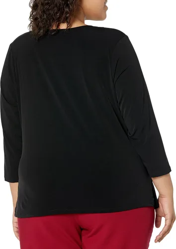 Vista 2 de Calvin Klein Blusa de manga larga con cuello redondo mate para mujer, talla extragrande