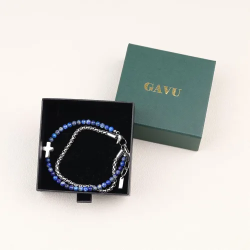 Vista 7 de GAVU Pulsera de cristal con cruz religiosa